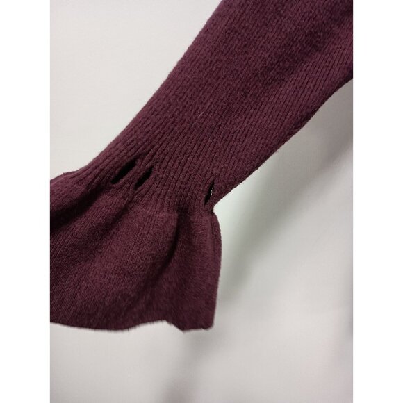 Lane Bryant Womens Peplum Sweater Size 18/20 Burgundy Bell Sleeve Pullover BOHO - Picture 5 of 10